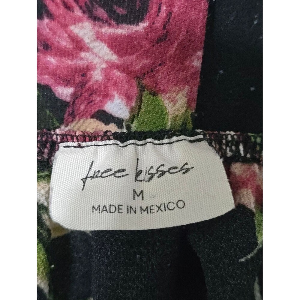 Floral Off Shoulder Peasant Blouse Top Free Kisses Black Size M Whimsigoth Boho - Picture 7 of 9